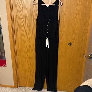 Soma Black Button-Front Jumpsuit size large